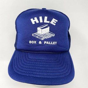 VTG HILE Box & Pallet Snapback Trucker Hat Cap Factory‎ Worker Shipping Blue